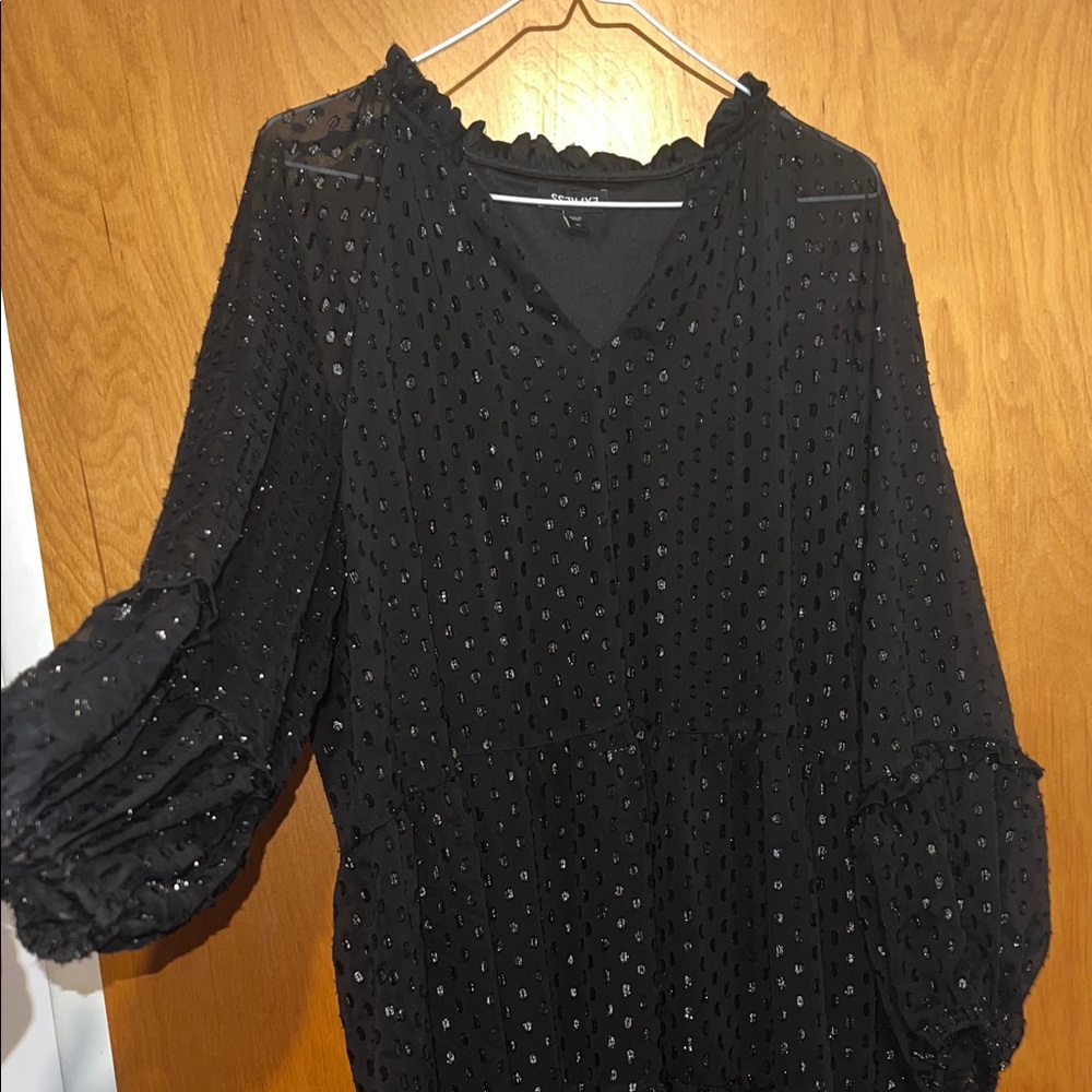 Express Black Long Sleeve Tiered Dress